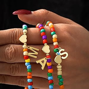 Christmas Gifts for Grandkids Teens Girls - Colorful Beaded Initial Necklace Teen Girl Gifts Tren... | Amazon (US)