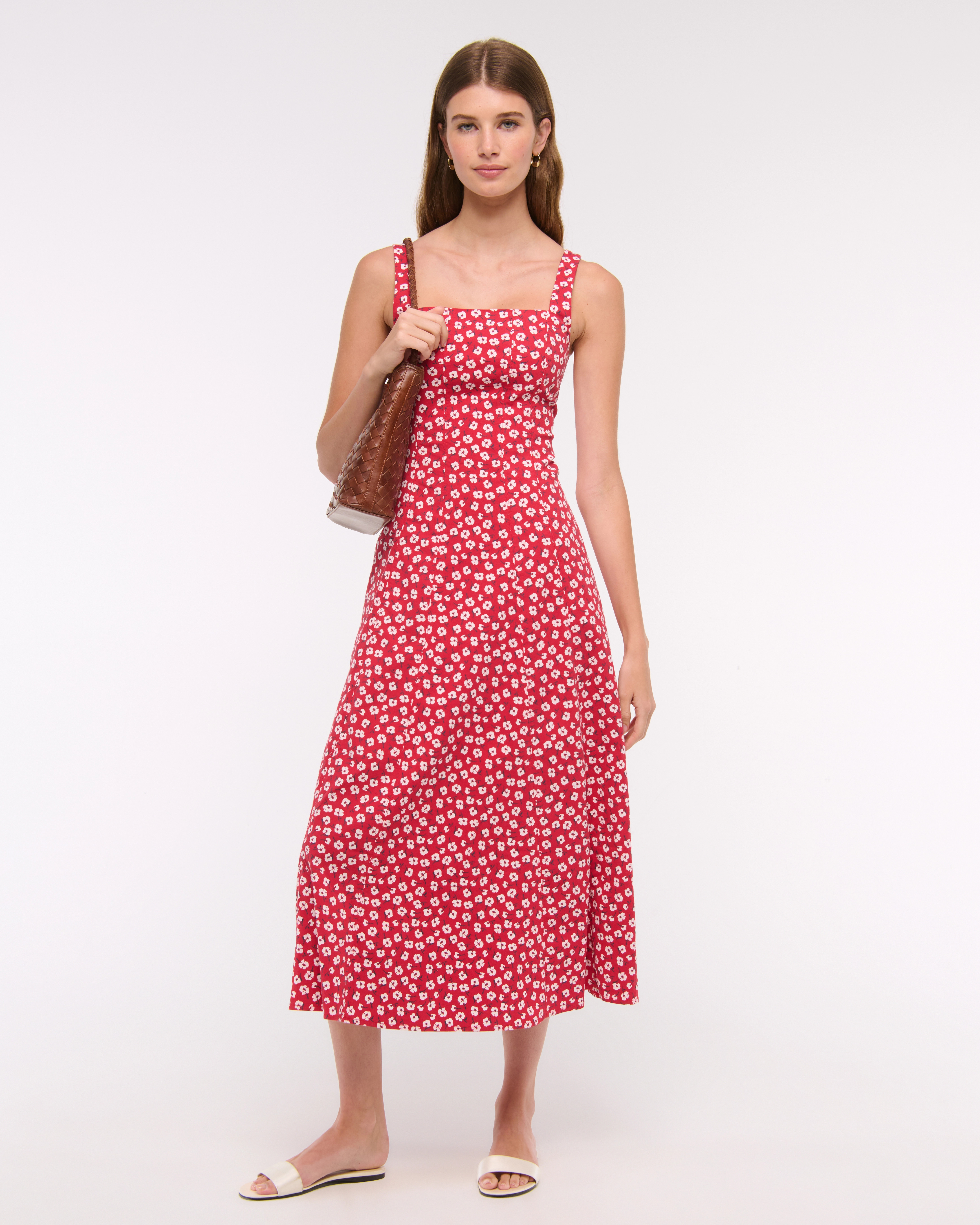 The A&F Mila Stretch Midi Dress | Abercrombie & Fitch (US)