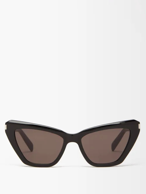Saint Laurent Eyewear - Angular Cat-eye Acetate Sunglasses - Womens - Black | Matches (UK)