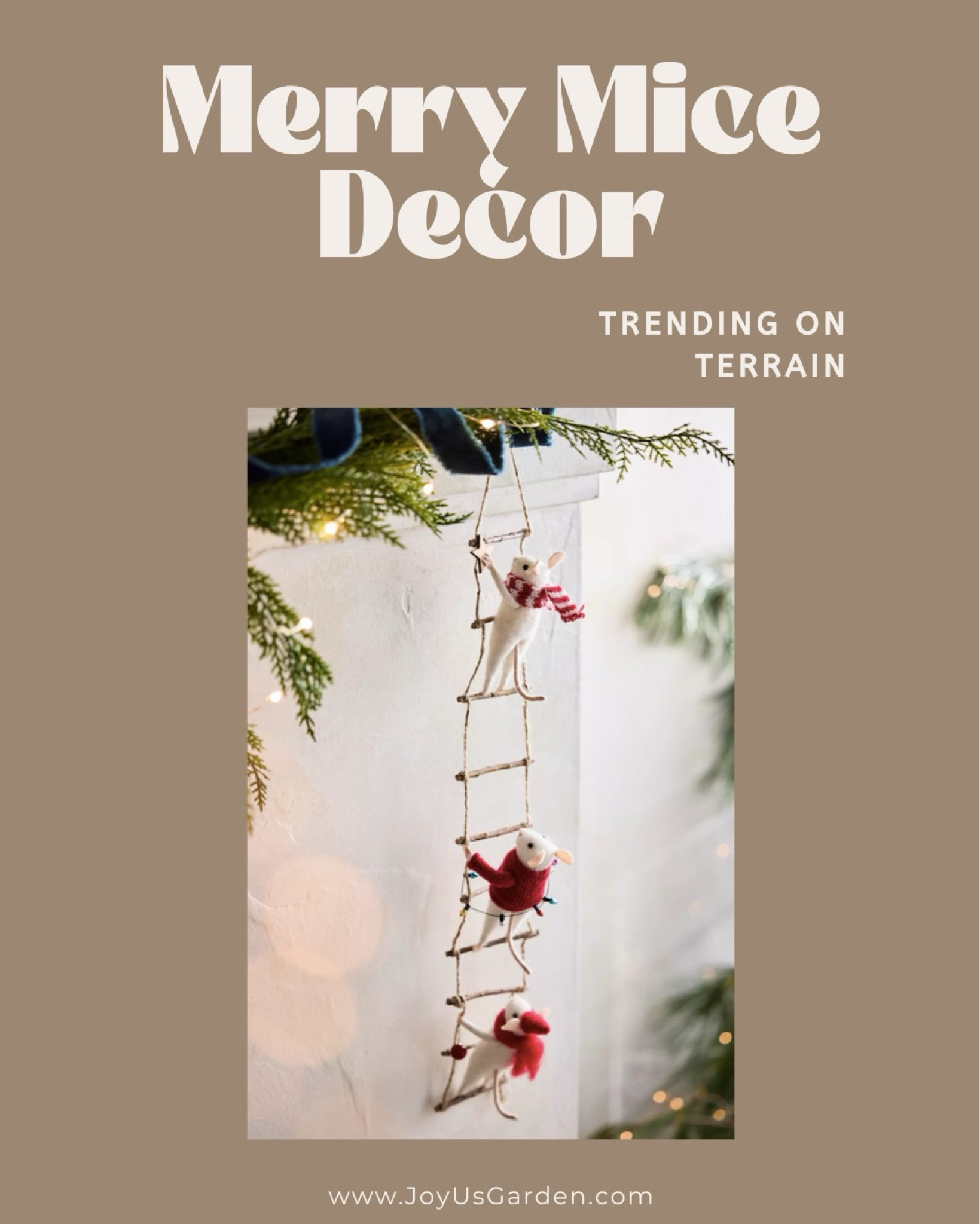 Holiday spirits are high with this trio of colorful wool felt mice dressed in their holiday best as they climb a ladder.

#LTKHome #LTKSeasonal