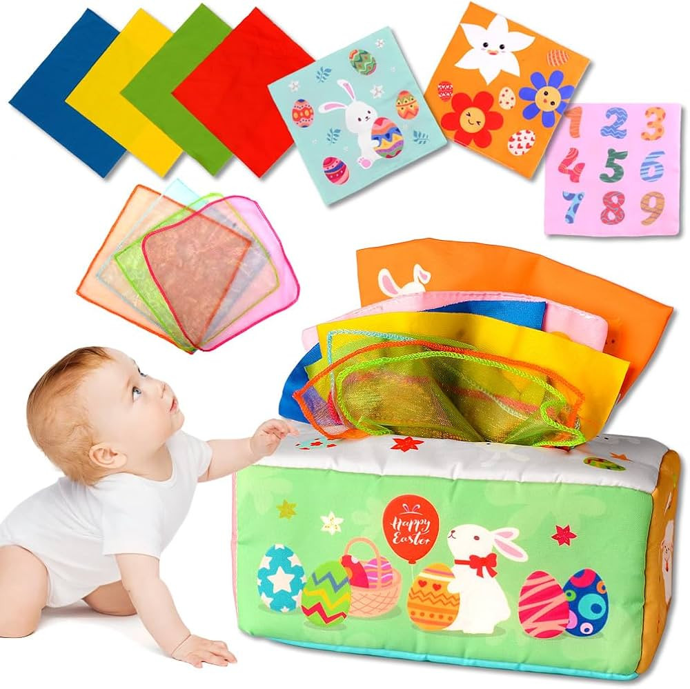 Easter Baby Toys 6 to 12 Months, Easter Tissue Box Montessori Toy, Soft Stuffed High Contrast Cri... | Amazon (US)