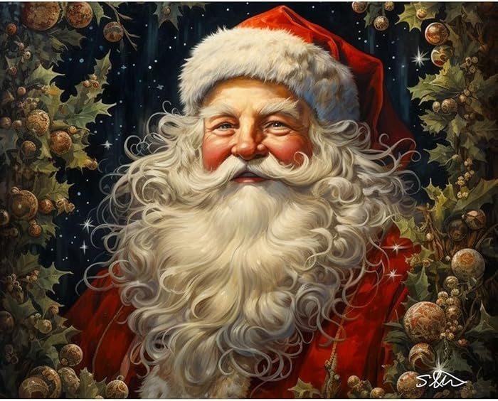 ArtDirect Santa's Wreath Of Happiness Unframed Art Print Giclee Poster by Stewart, Shawna - Ready... | Amazon (US)
