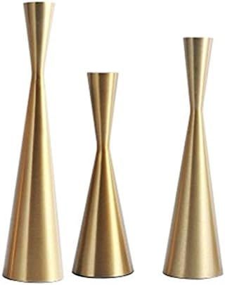 Amazon.com: Set of 3 Brass Gold Metal Taper Candle Holders Candlestick Holders, Vintage & Modern ... | Amazon (US)