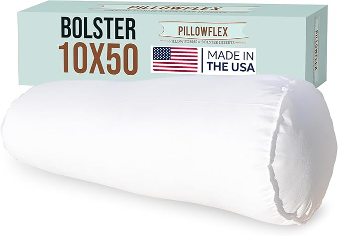 Pillowflex Bolster Pillow (10x50) - White Round Soft Roll Pillow with Plush Polyester Filling, Co... | Amazon (US)