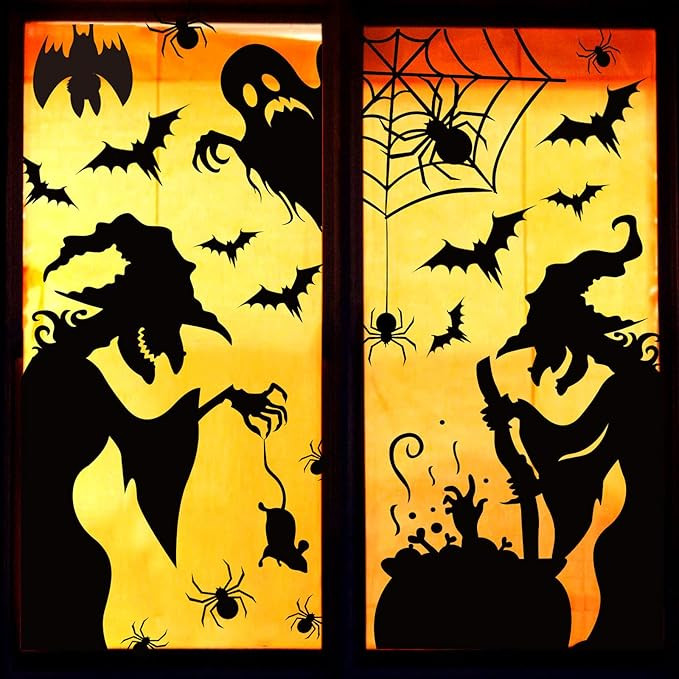 Large Halloween Window Clings Decorations - Silhouette Decorations With Scary Witch Stickers for ... | Amazon (US)