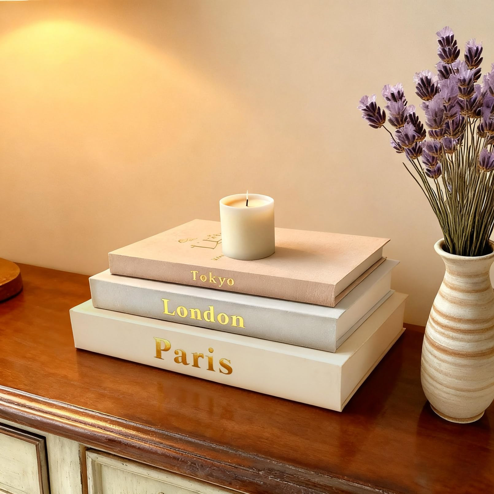 Decorative books for home Decor,A set of 3 linen boxes, stacked coffee table book decor aesthetic... | Amazon (US)