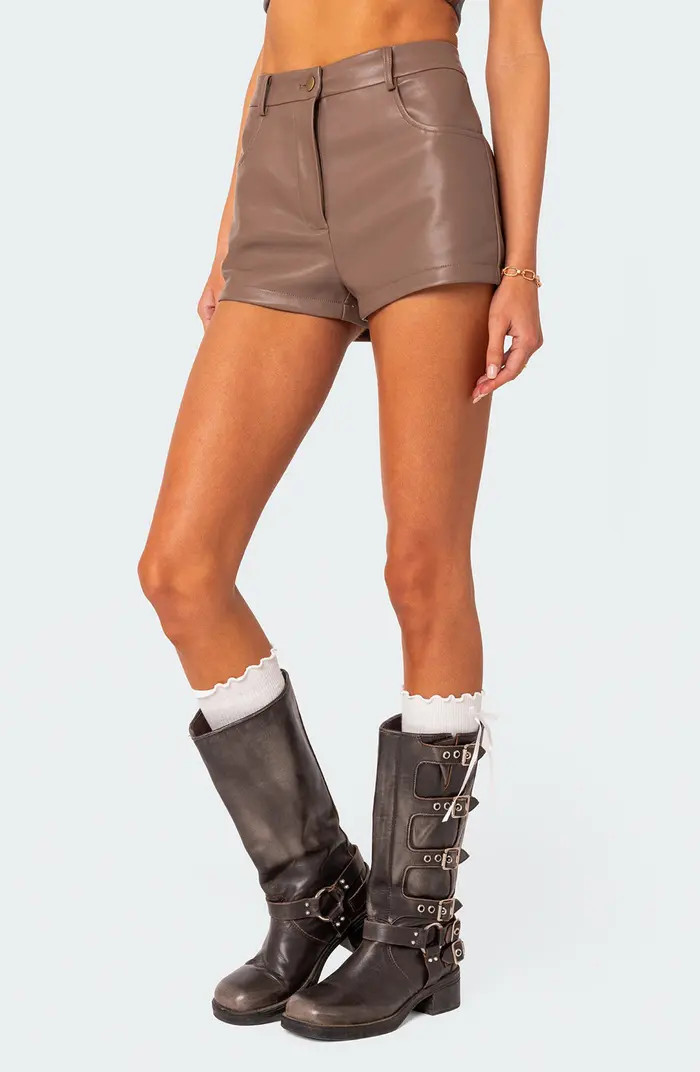 EDIKTED Martine High Waist Faux Leather Shorts | Nordstrom | Nordstrom