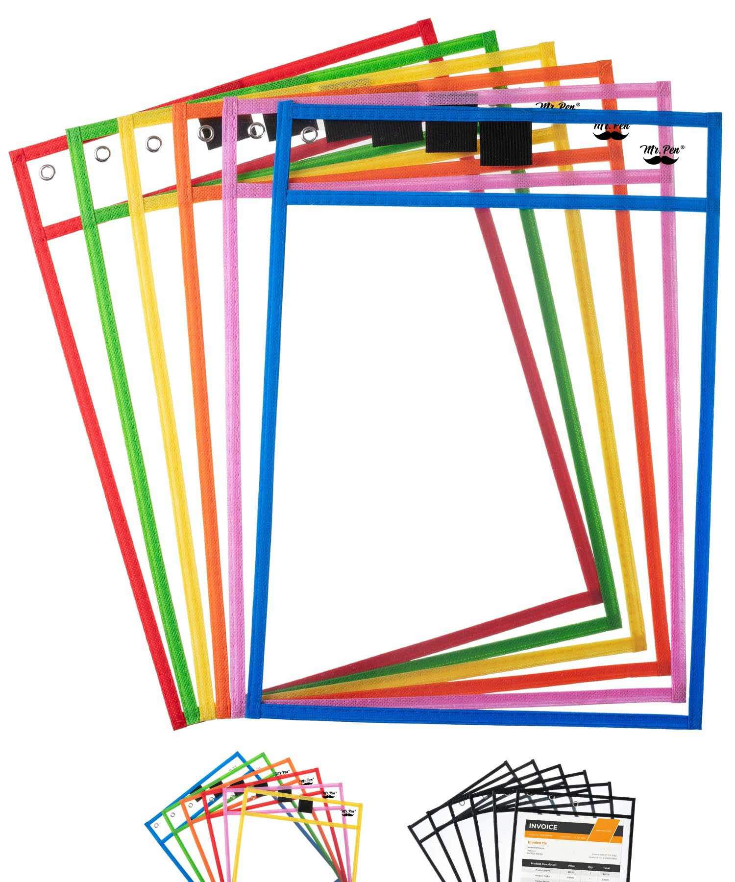 Mr. Pen- Dry Erase Pocket Sleeves, 10 x 14 Inch, 6 Pack, Colorful, Plastic,Reusable, Clear, Class... | Amazon (US)