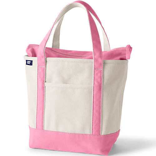 Medium Natural Zip Top Canvas Tote Bag | Lands' End (US)