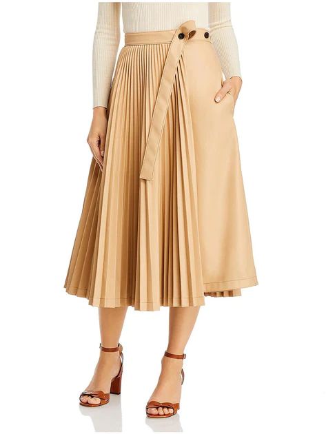 Womens Faux-Leather Asymmetric Pleated Skirt | Shop Premium Outlets