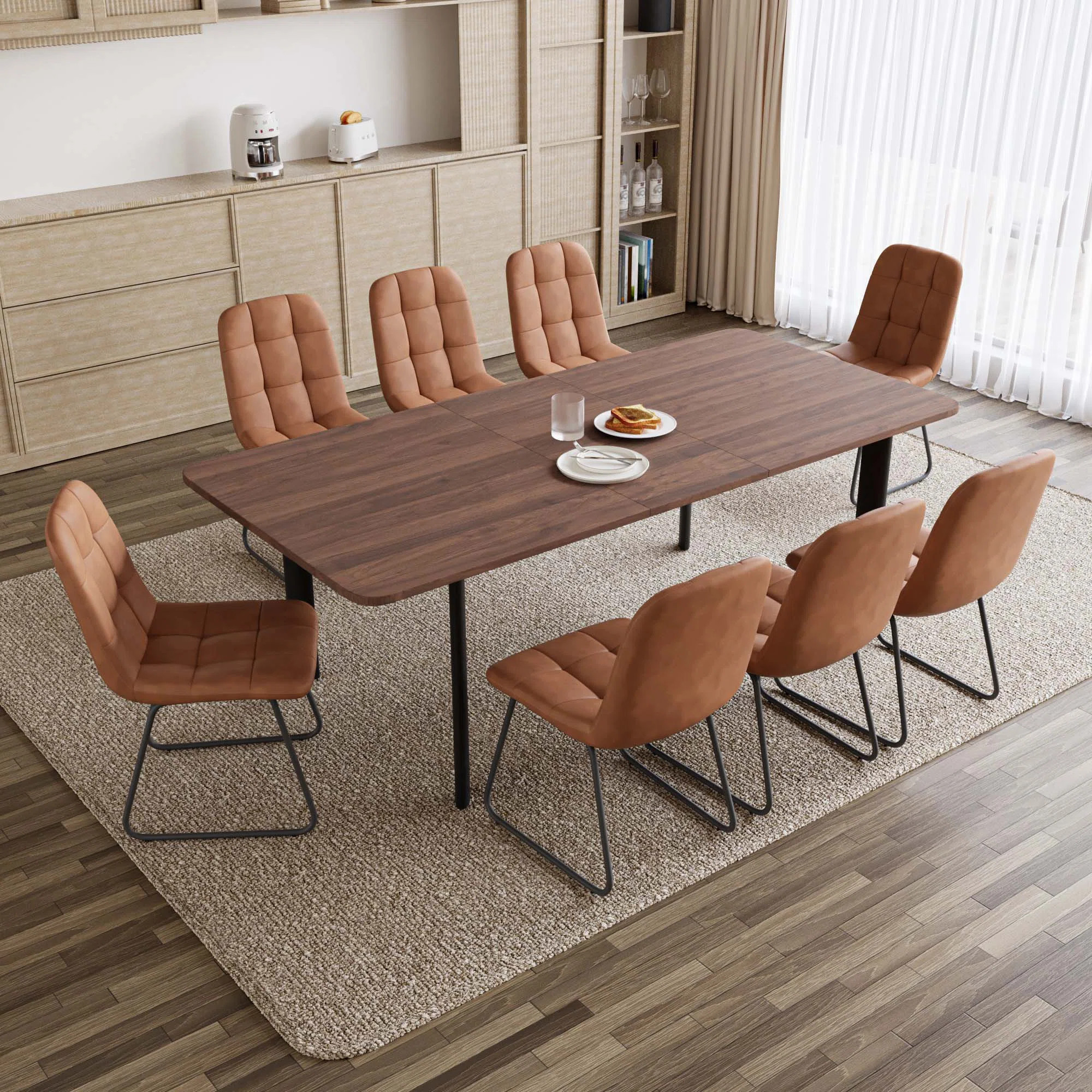 Extendable Mid-Century Modern Dining Table, Kitchen Dining Table Set With Dining Chairs, Home Furniture | Wayfair North America