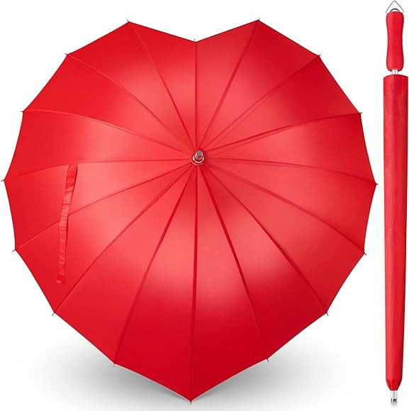 2 Pcs Forever Love Parasol Red Heart Umbrella for Valentine Large Cute Umbrella Valentine Wedding... | Amazon (US)