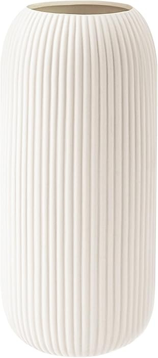 Ceramic Vase for Flowers – Modern Small Ribbed Textured Flower Vase for Home Decor, Pampas Gras... | Amazon (US)