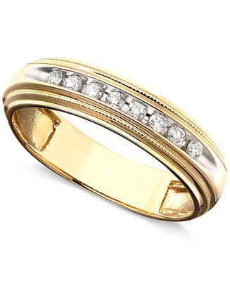 Macy's Men's Diamond Ring in Two-Tone 14k Gold ( 1/5 ct. t.w.) & Reviews - Rings - Jewelry & Watc... | Macys (US)