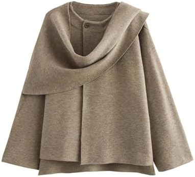 WOWULOVELY Women's Winter Oversized Scarf Jacket Shawl Wraps Knit Long Sleeve Button Peacoat Coat... | Amazon (US)