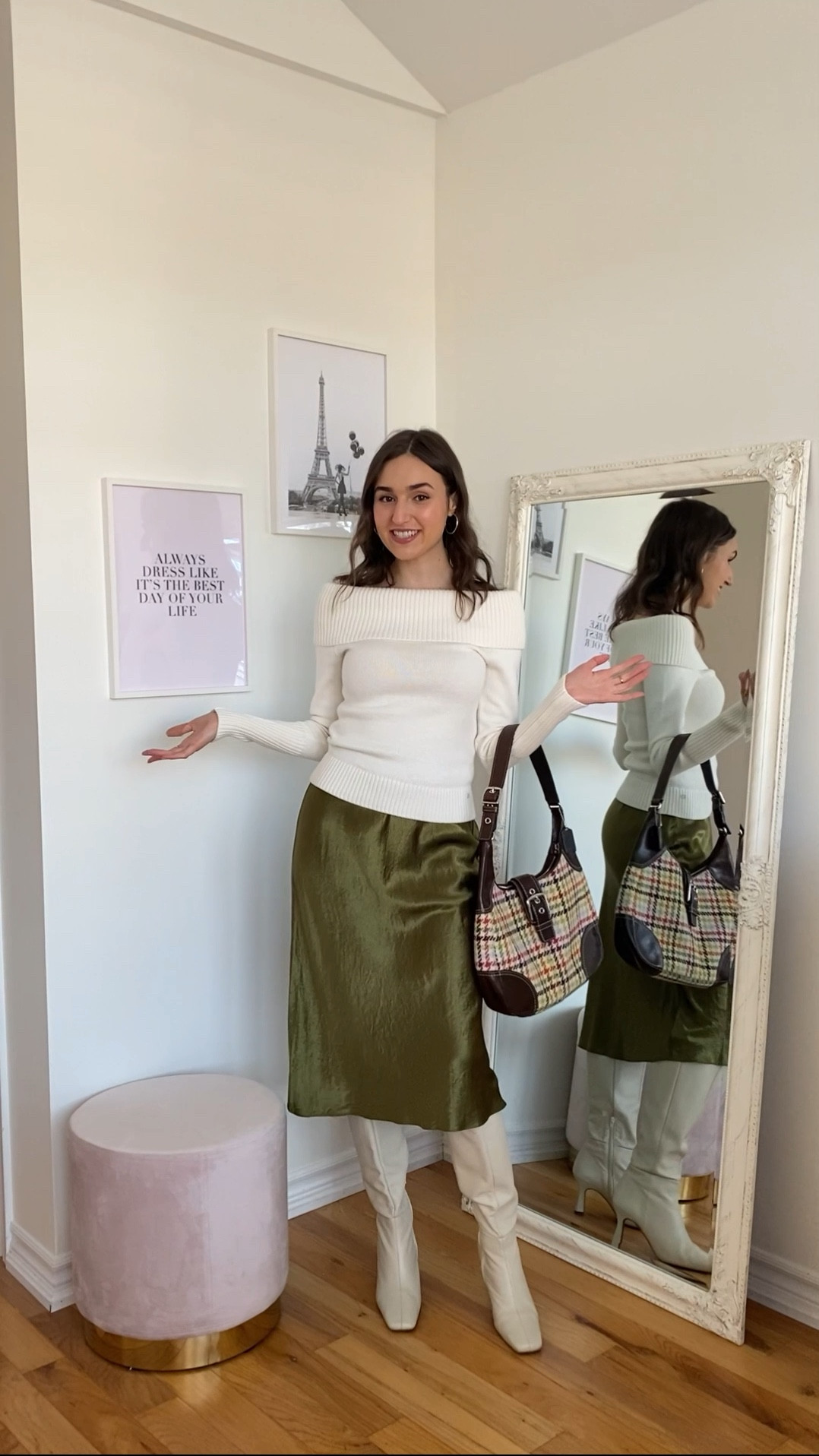 Styling my new off-the-shoulder sweater 🤍