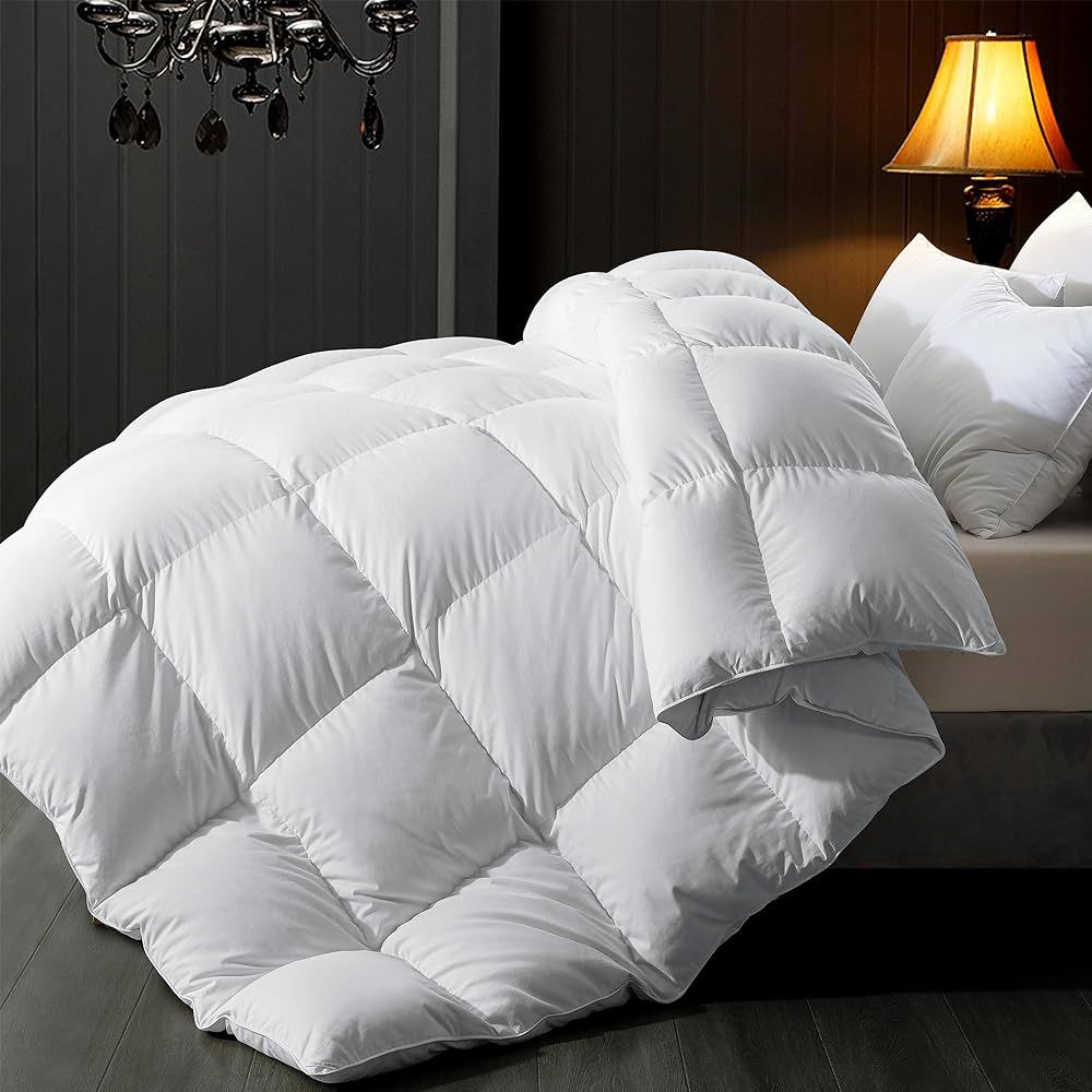 ELNIDO QUEEN® Goose Feather Down Comforter Oversized King Size - White Down Duvet Insert, All Se... | Amazon (US)