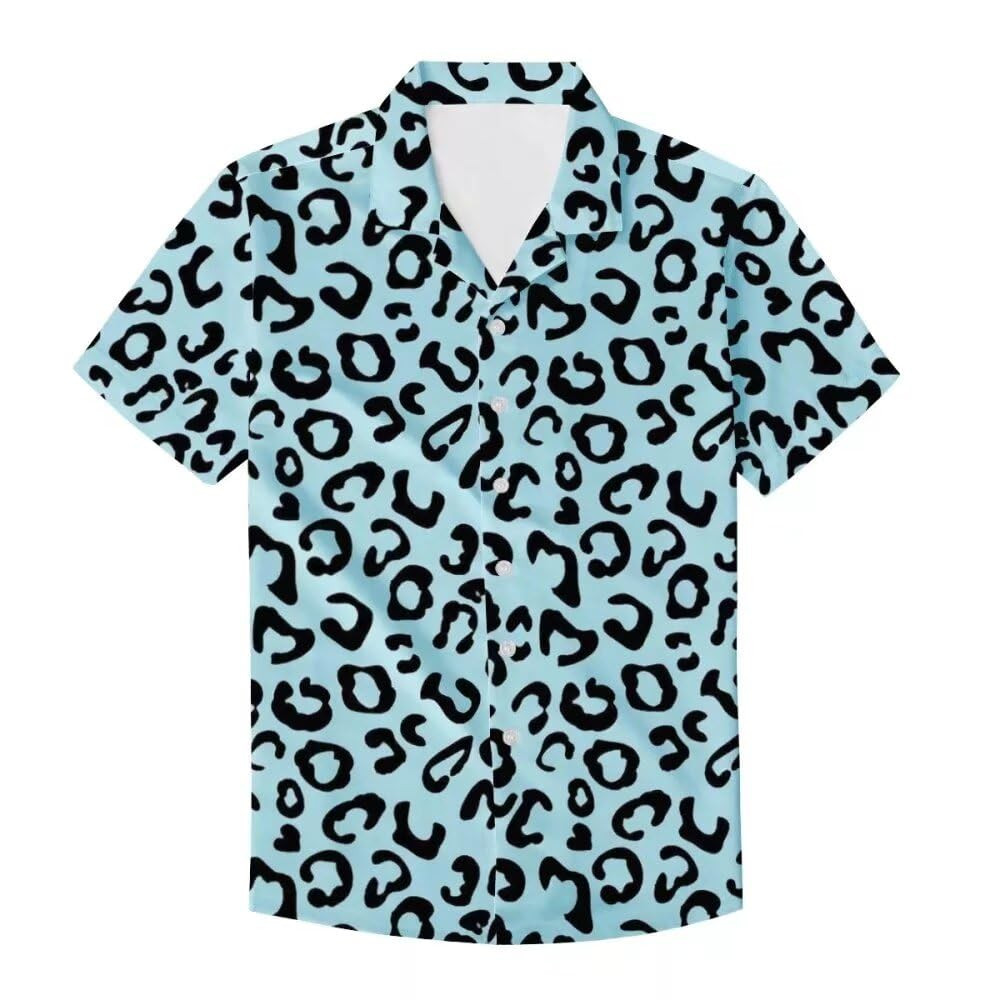 PinUp Angel Funky Hawaiian Shirt Men Short Sleeve Leopard Polka Dots Print Button Down Top Tee | Amazon (US)