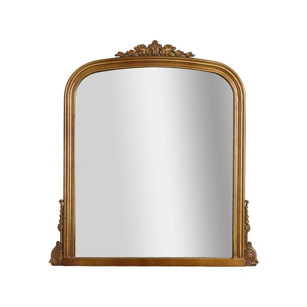 Brushed Gold Wood Ornate Vintage-Inspired Decorative Accent Wall Mounted Rectangle Mirror - 32" x... | Walmart (US)