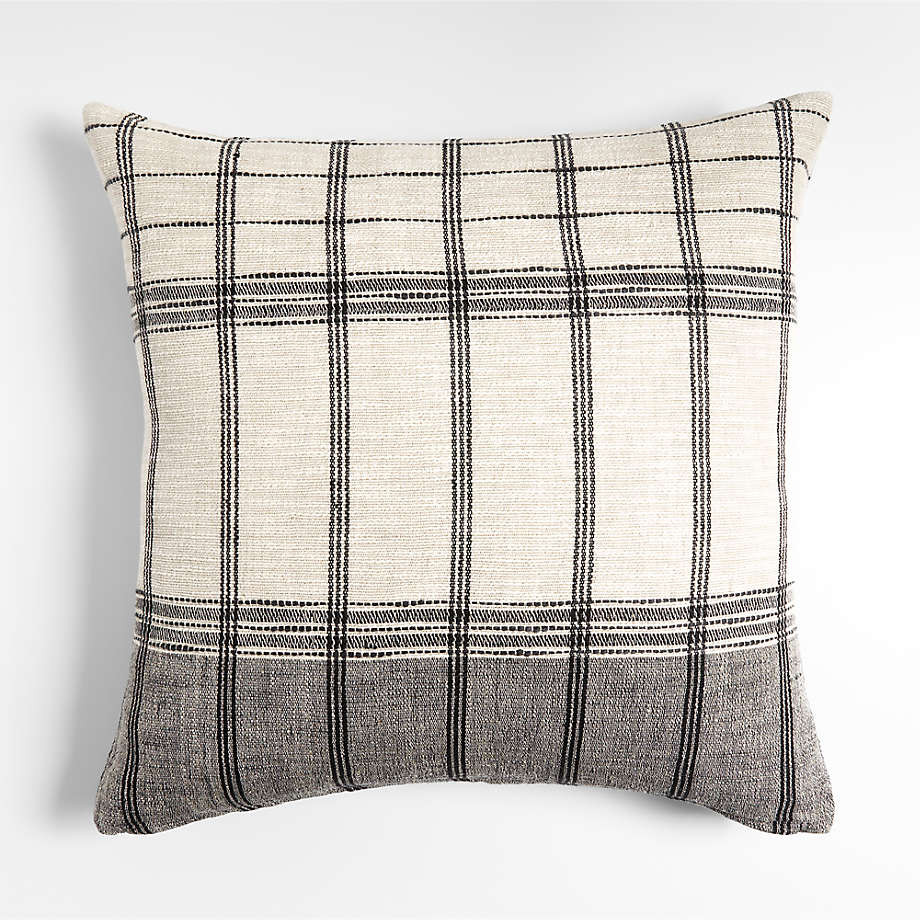 Stilyagi 23" Slubby Almond Brown Plaid Pillow Cover | Crate & Barrel | Crate & Barrel