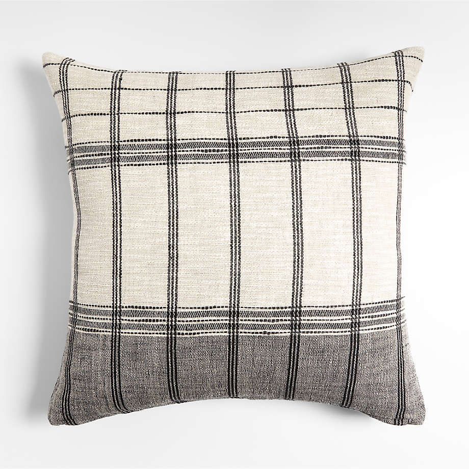 Stilyagi 22"x15" Slubby Plaid Ink Black Pillow Cover + Reviews | Crate & Barrel | Crate & Barrel