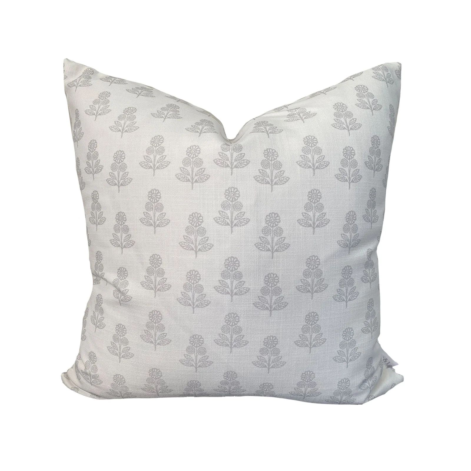 Stella Floral Pillow in Stone Grey | Brooke and Lou