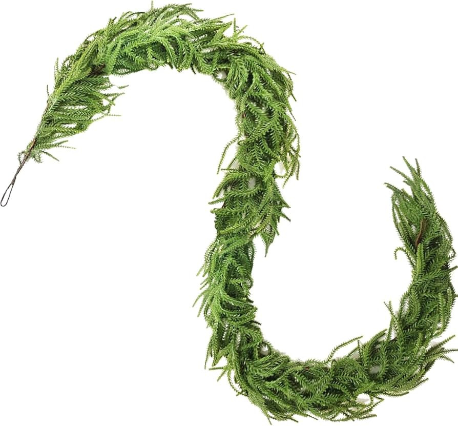 NSBELL 6 Ft Artificial Norfolk Pine Garlands, Real Touch Winter Pine Garland, Green Artificial Gr... | Amazon (US)