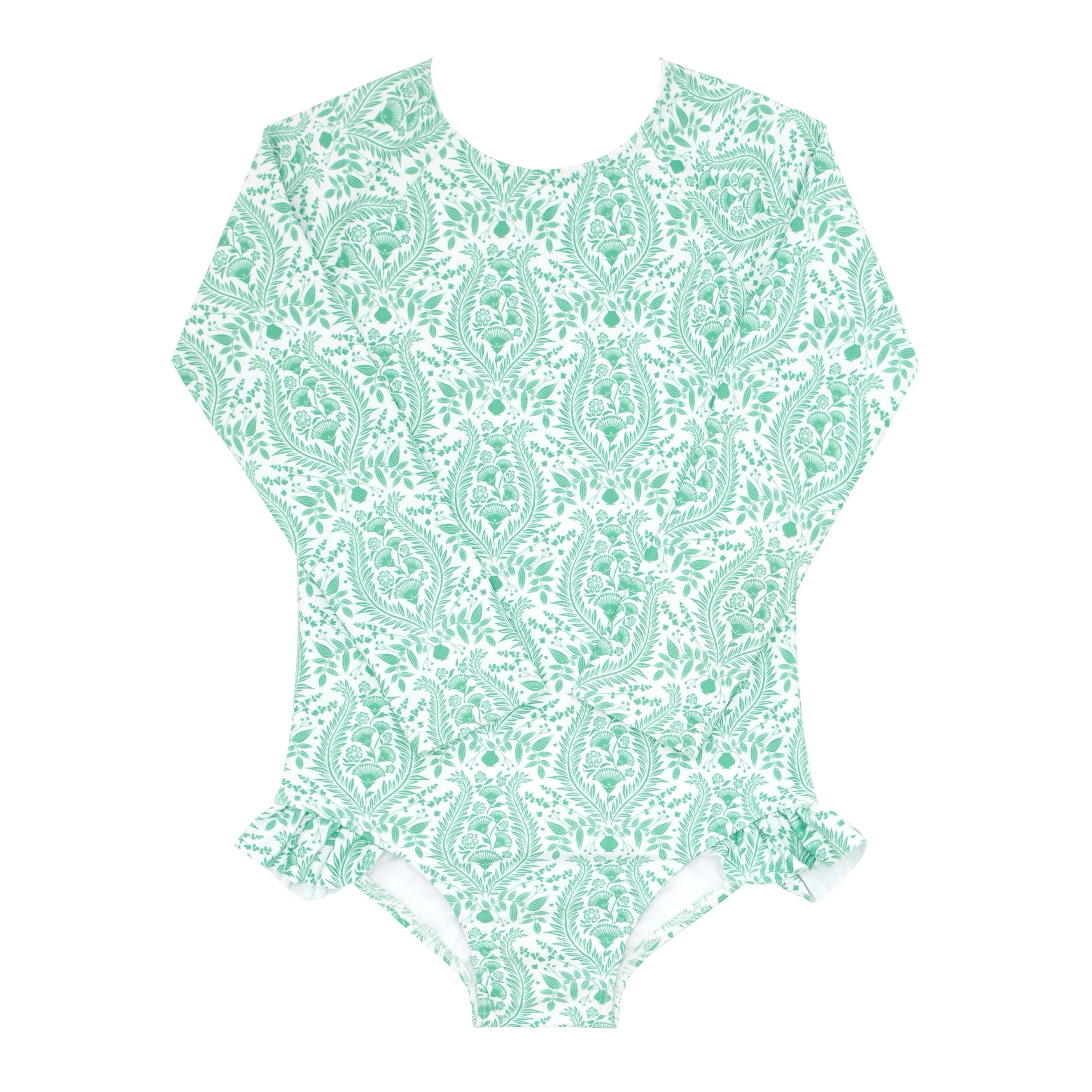 girls abaco green paisley rashguard one piece | minnow