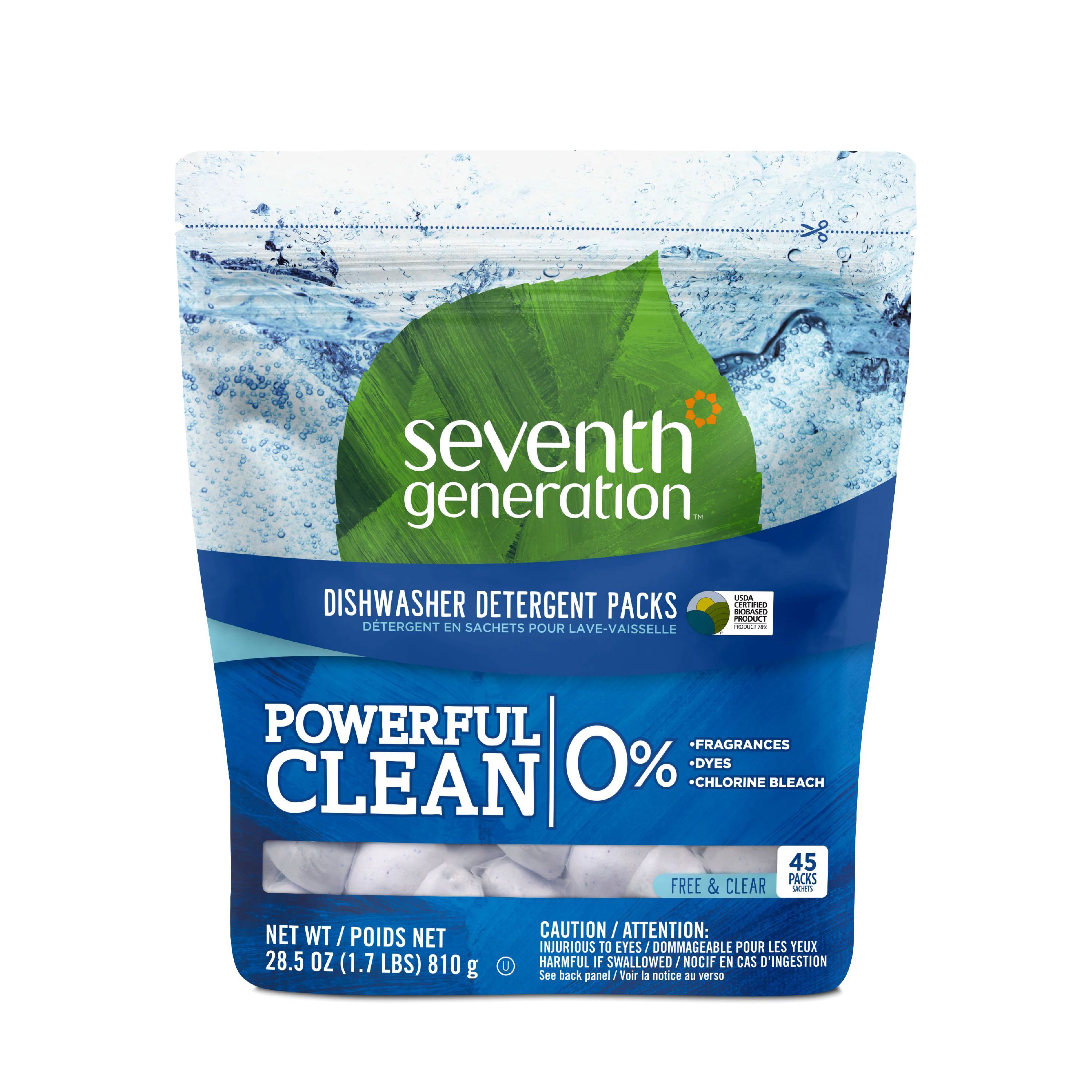 Seventh Generation Dishwasher Detergent Packs Fragrance Free, 45 count | Walmart (US)