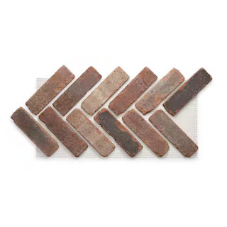 28 in. x 12.5 in. x 0.5 in. Brick Webb Herringbone Bridgewater Thin Brick Sheets (Box of 5-Sheets... | The Home Depot