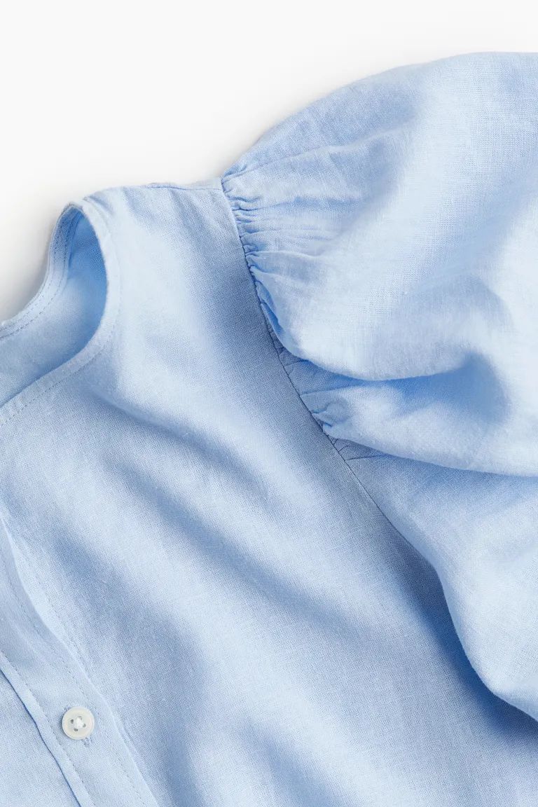 Linen-blend Blouse - Light blue - Ladies | H&M US | H&M (US + CA)