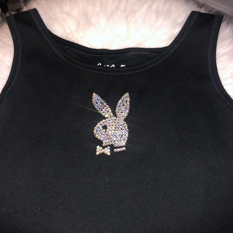 Rhinestone Playboy Tank Top | Etsy (US)