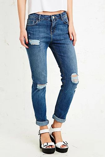 Light Before Dark Low-Rise Ripped Jeans in Mid Wash | Urban Outfitters AU