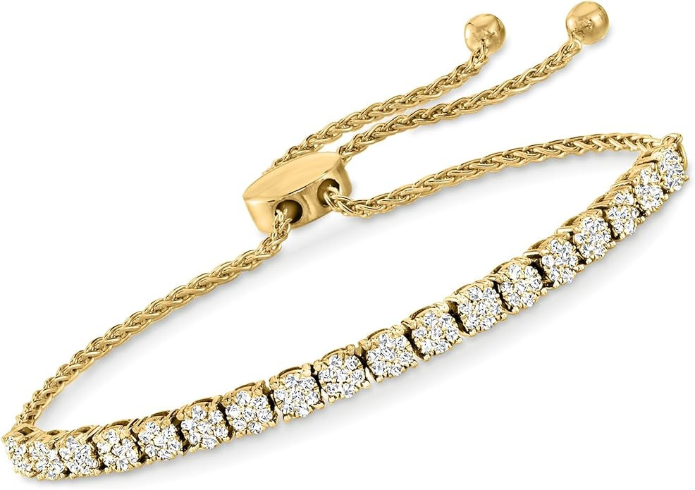 Ross-Simons 1.00 ct. t.w. Diamond Cluster Bolo Bracelet in 18kt Gold Over Sterling | Amazon (US)