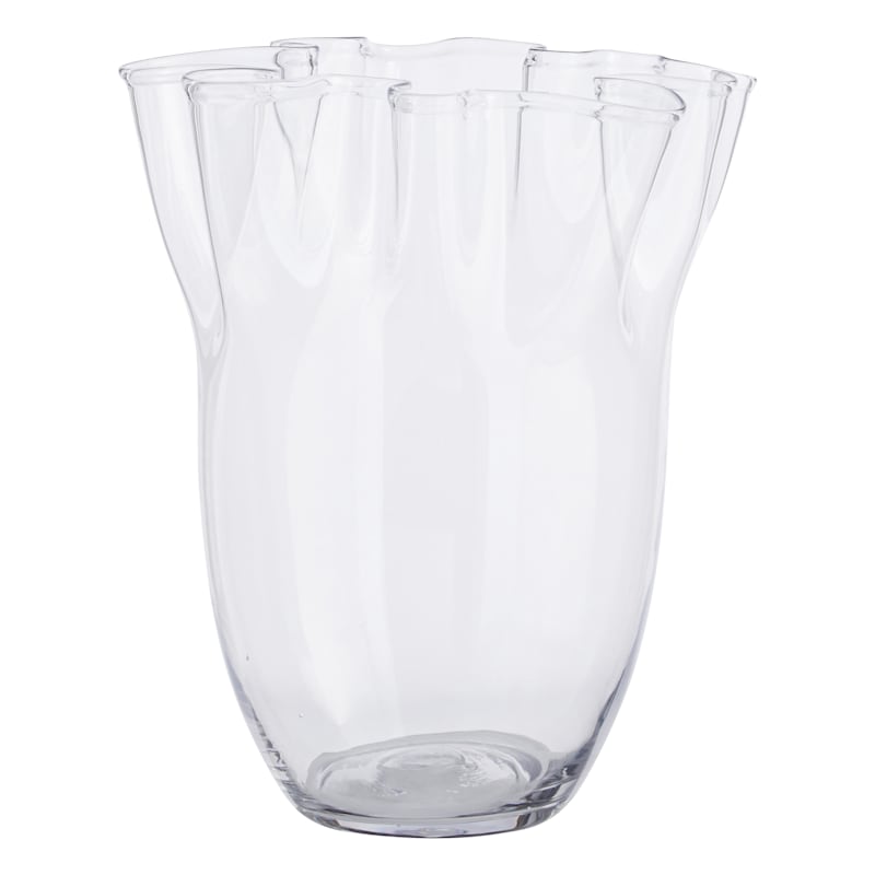 Willow Crossley Pie Crust Edge Clear Glass Vase, 17" | At Home