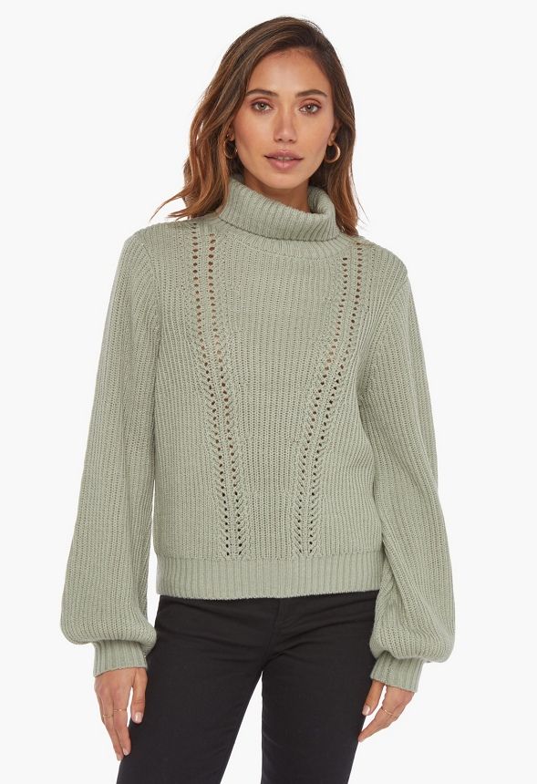 Turtleneck Blouson Sleeve Sweater | JustFab