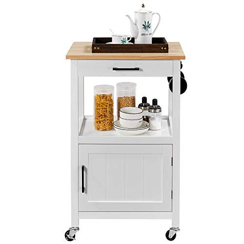 Topeakmart Rolling Kitchen Island Utility Cart on Wheels with Wood Top, Storage Drawer Shelf and Sid | Amazon (US)
