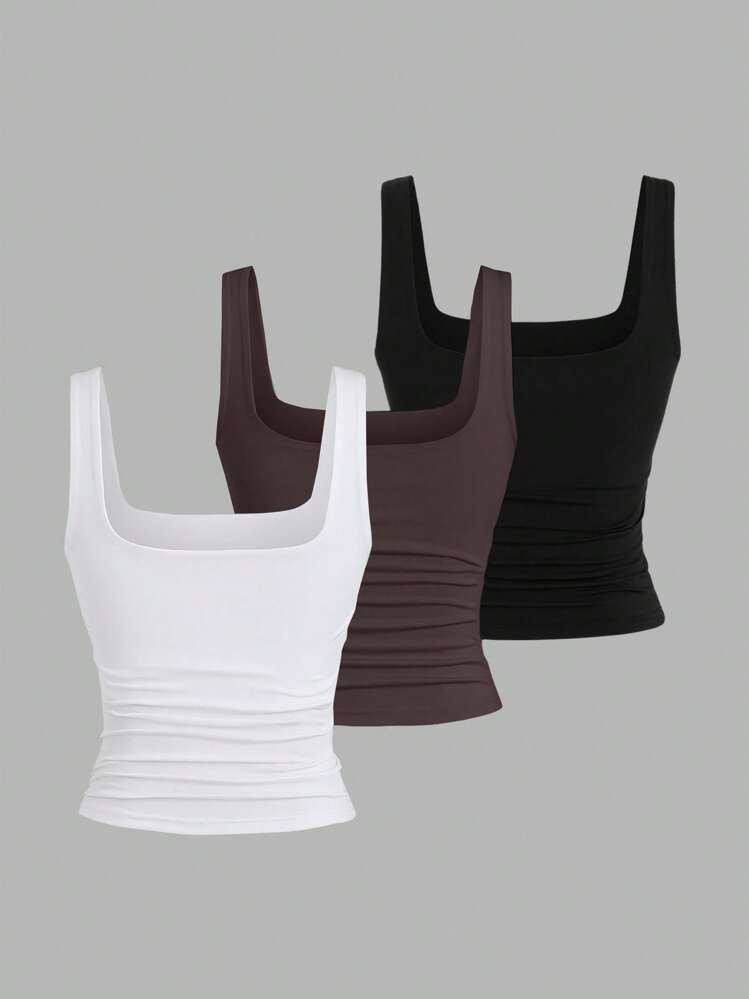 Sweetra Camiseta sin mangas de unicolor casual para mujer en verano | SHEIN