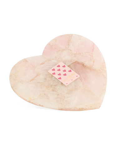 12x12 Rose Quartz Sculpted Heart Lazy Susan | TJ Maxx