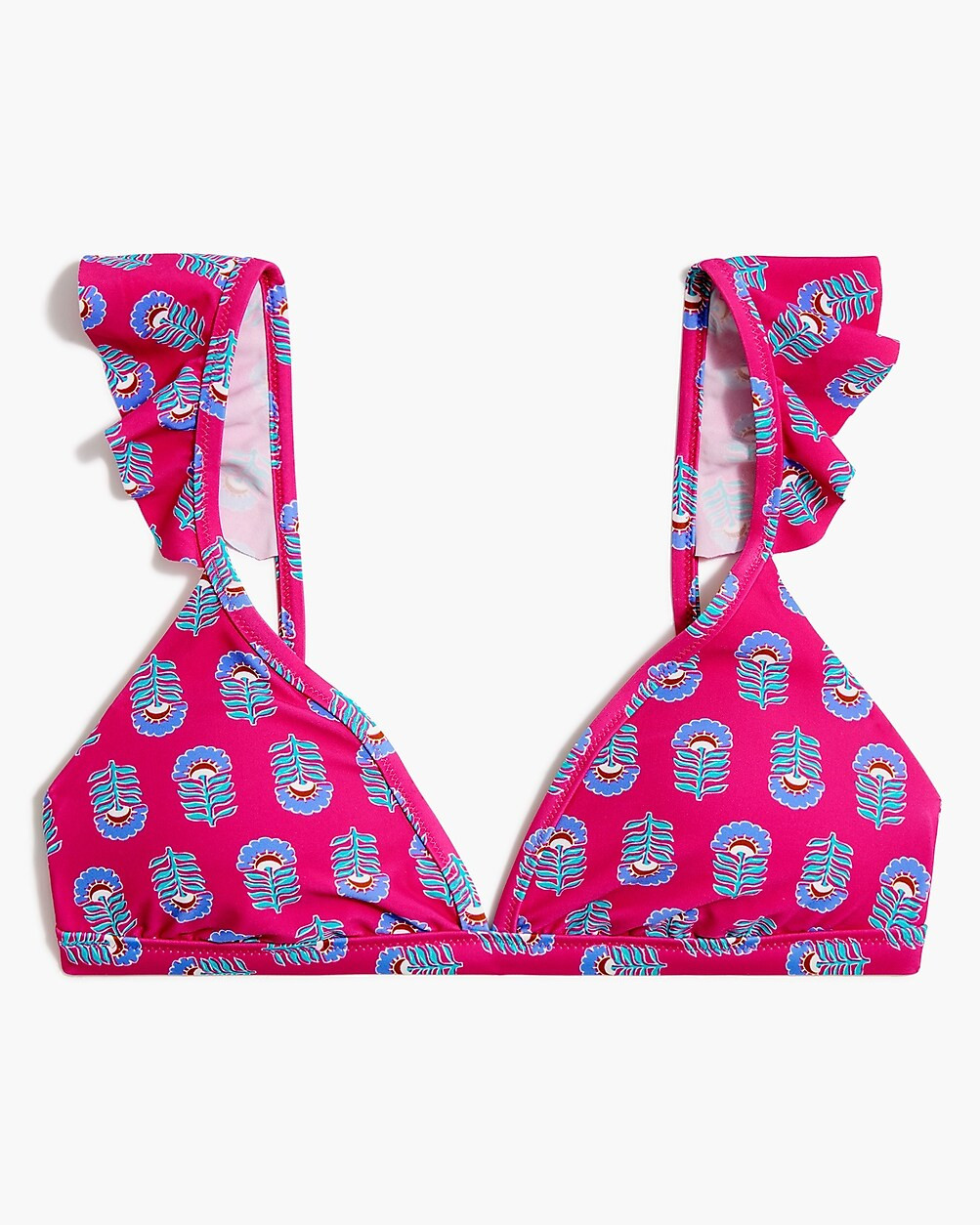 Floral ruffle-shoulder V-neck bikini top | J.Crew Factory