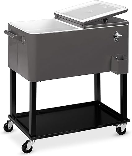 Best Choice Products 80-Quart Outdoor Steel Rolling Cooler Cart w/Ice Chest, Bottle Opener, Catch... | Amazon (US)