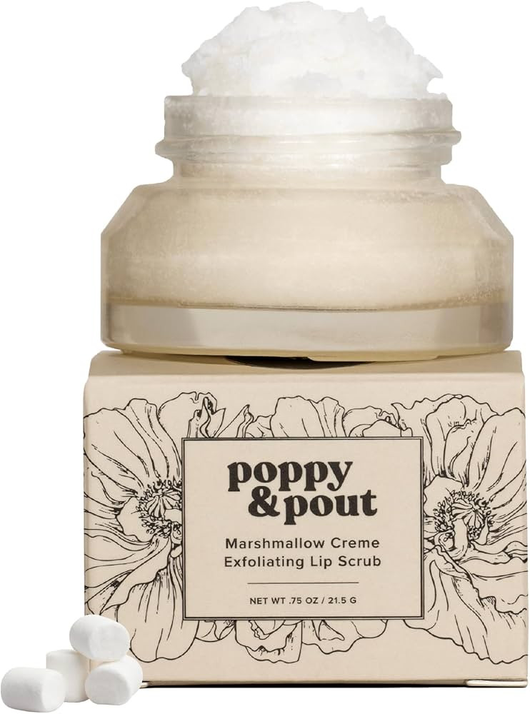 Poppy & Pout Natural Lip Scrub, Moisturizing Sugar Scrub for Dry Lips, Lip Scrubber Exfoliator wi... | Amazon (US)