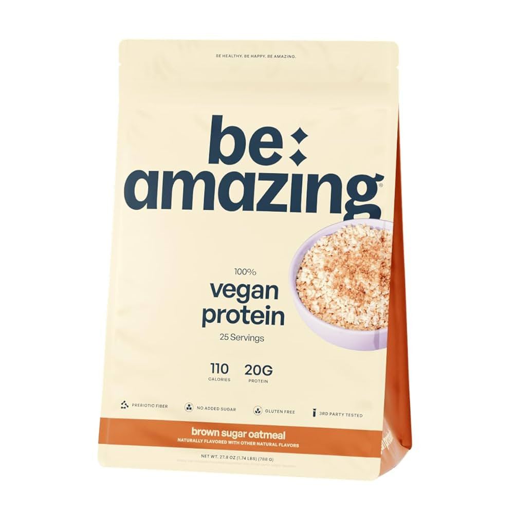 BE AMAZING Vegan Protein Powder, Brown Sugar Oatmeal, 20g Plant Based Protein with Prebiotic Fibe... | Amazon (US)