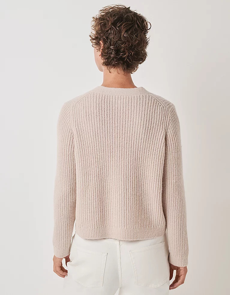 Fluffy Ribbed Cardigan with Diamante Buttons | The White Company UK & ROW