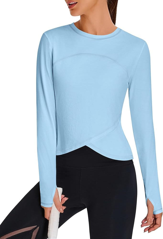 BMJL Womens Workout Tops Black Long Sleeve Shirts Fall Yoga Hiking Tshirts Cute Crop Tops Gym Thu... | Amazon (US)