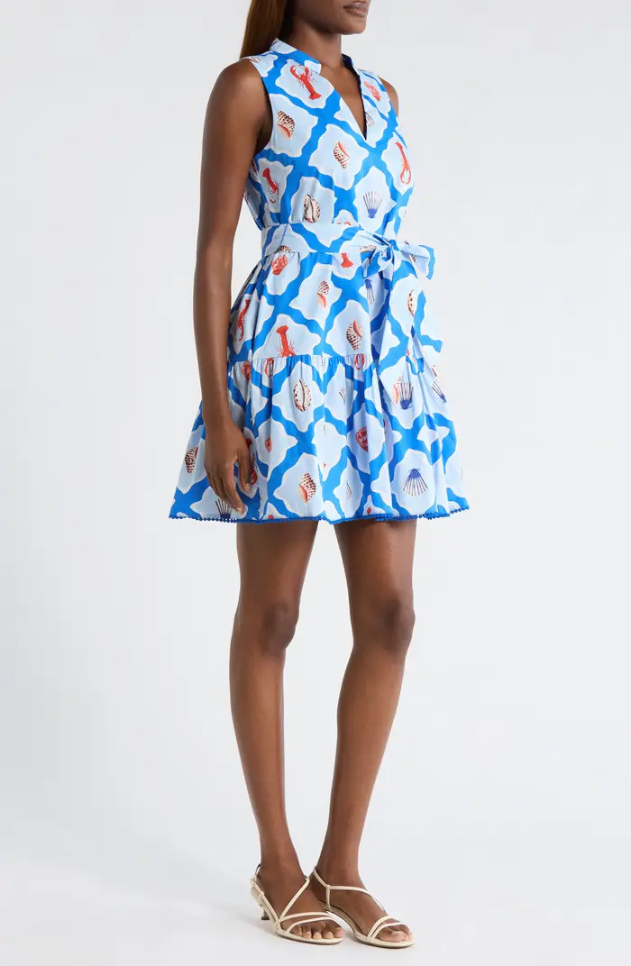SUGARLIPS Lobster Bay Vilman Tie Waist Sleeveless Minidress | Nordstrom | Nordstrom