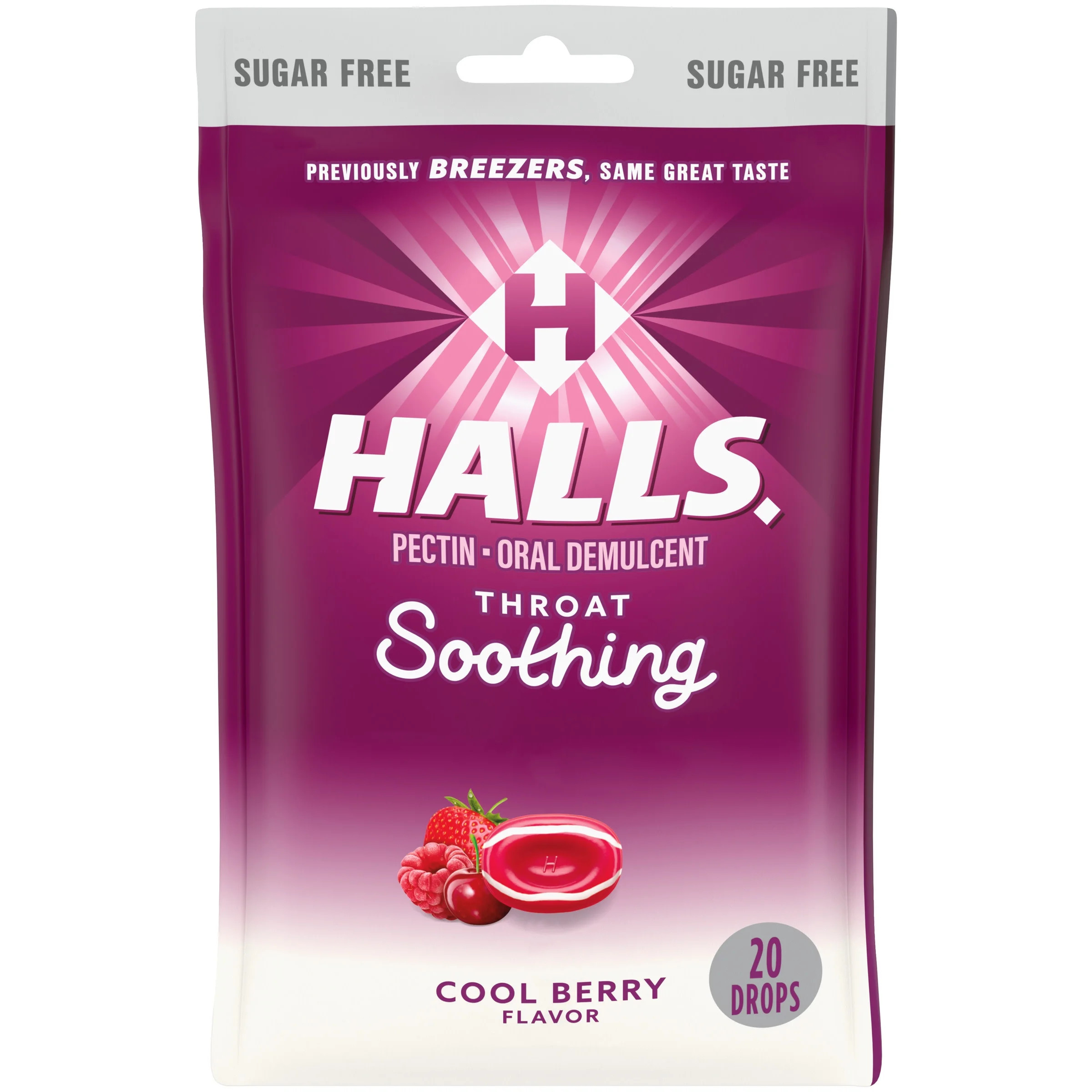 HALLS Breezers Cool Berry Sugar Free Throat Drops, 20 Drops | Walmart (US)