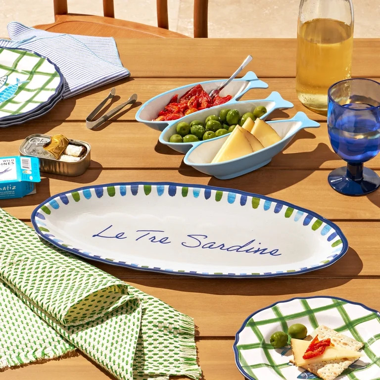 Beautiful 18" x 8" Bamboo Melamine Sardine Oval Platter, Multi-Color by Drew Barrymore | Walmart (US)