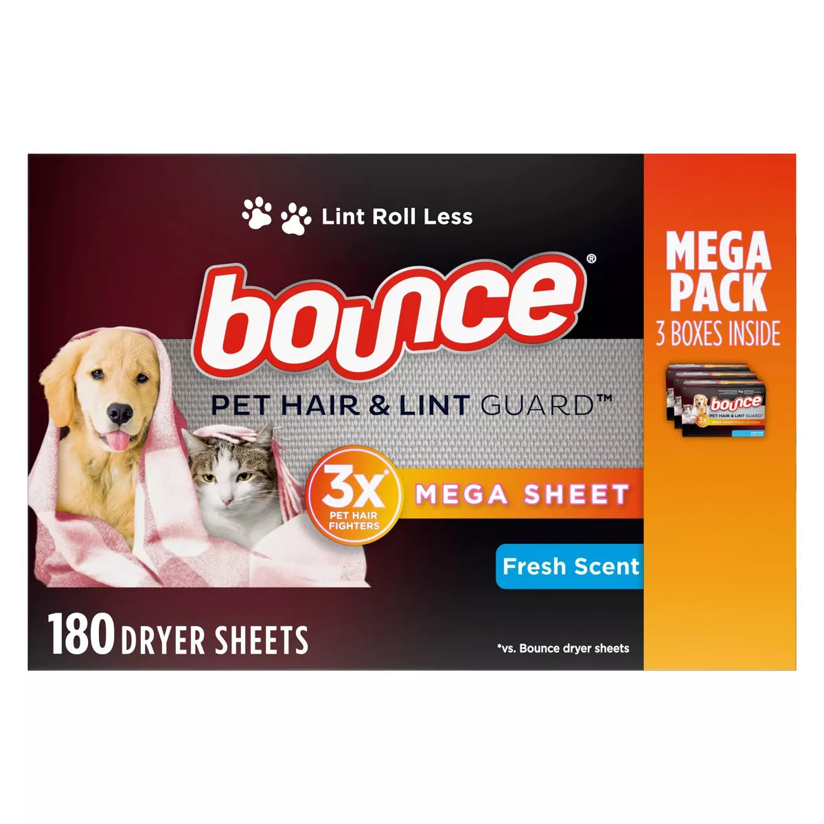Bounce Pet Hair and Lint Guard Mega Dryer Sheets - Fresh | Target