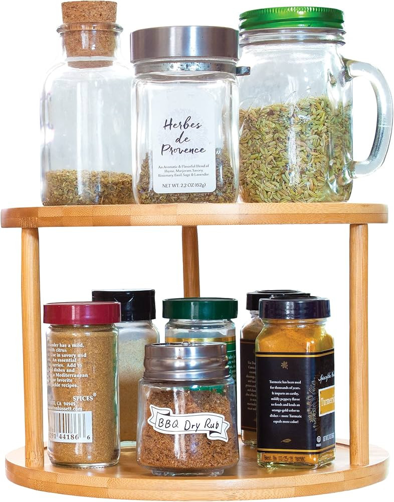 TB Home Two-Tier Bamboo Wood Lazy Susan Organizer Kitchen Turntable for Cabinet, Table or Pantry ... | Amazon (US)